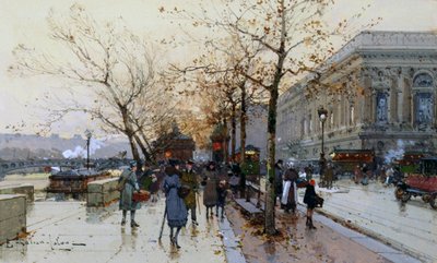 In der Nähe des Louvre, Paris von Eugene Galien Laloue